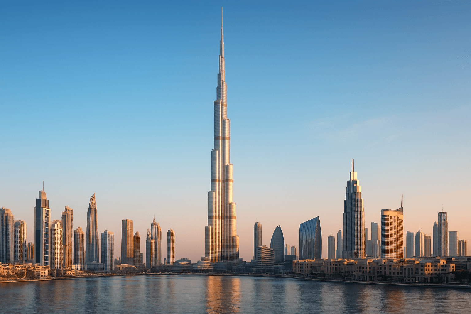 Dubai skyline at sunset